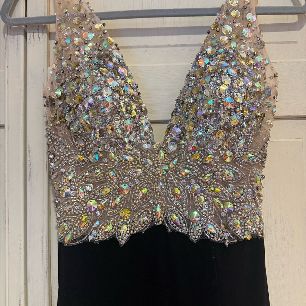 JVN by Jovani Black Gown with Beaded Bodice